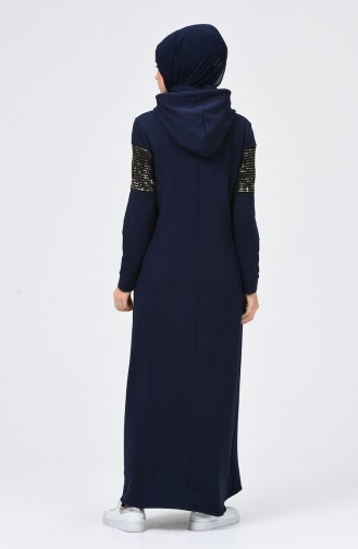 Dunkelblau Hijab Kleider 5957-01