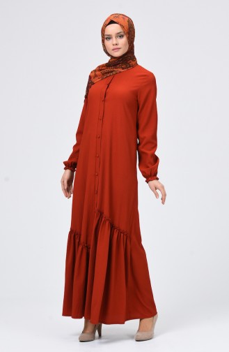 Brick Red Hijab Dress 4503-05