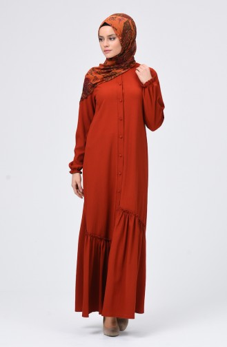Brick Red Hijab Dress 4503-05