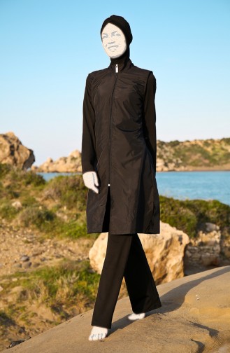 Schwarz Hijab Badeanzug 19100-01
