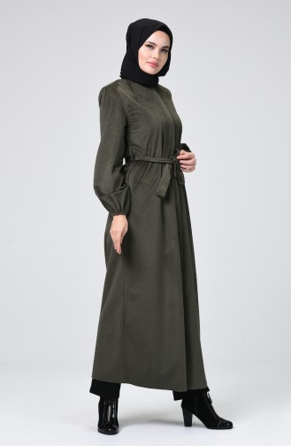 Corduroy Abaya Khaki Green 8383-02