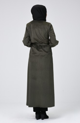 Corduroy Abaya Khaki Green 8383-02