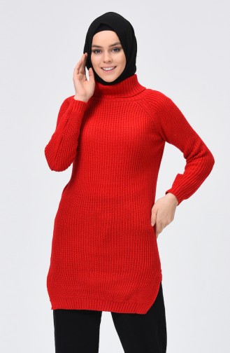 Turtleneck Tricot Sweater Red 2220-04