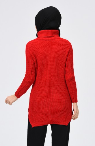 Turtleneck Tricot Sweater Red 2220-04