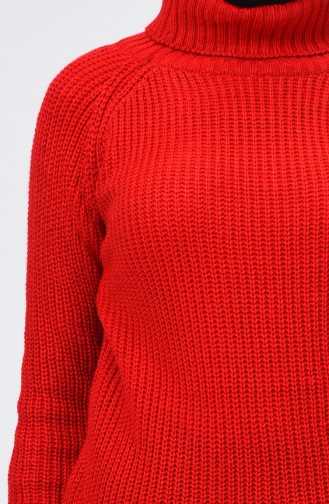 Turtleneck Tricot Sweater Red 2220-04