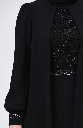 Black Hijab Evening Dress 52765-02
