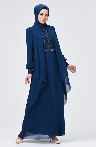 Petrol Hijab Evening Dress 52765-05