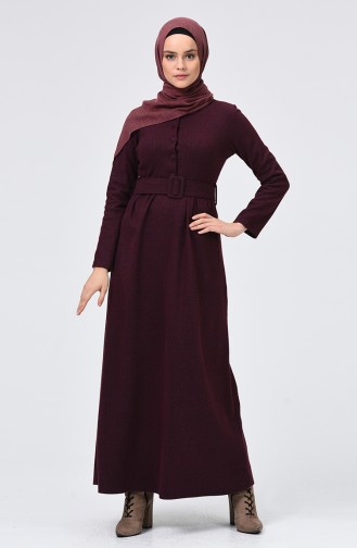 Weinrot Hijab Kleider 0338-02