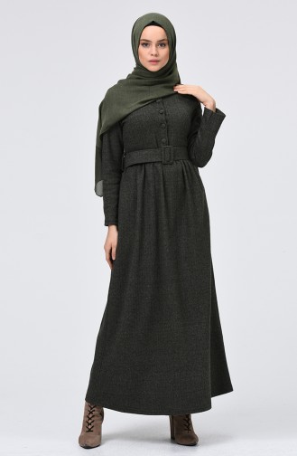Khaki Hijab Kleider 0338-03