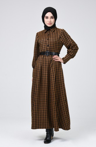 Ölgrün Hijab Kleider 5954-04