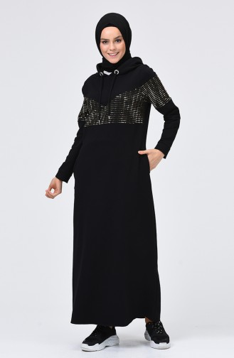 Schwarz Hijab Kleider 5957-02