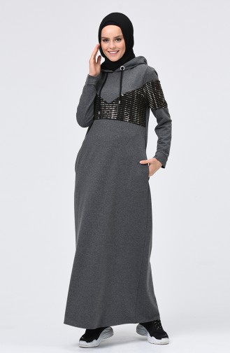 Dark Gray Hijab Dress 5957-04