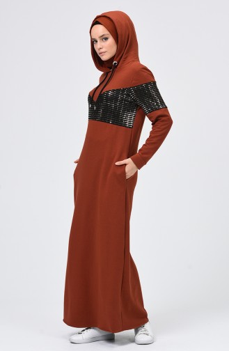 Ziegelrot Hijab Kleider 5957-05