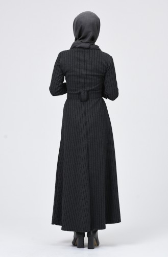 Kışlık Kemerli Elbise 0019-02 Füme