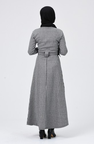 Kışlık Kemerli Elbise 0019-04 Gri