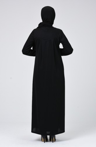 Abaya Plissée à Fermeture  99234-01 Noir 99234-01