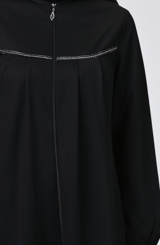 Abaya Plissée à Fermeture  99234-01 Noir 99234-01