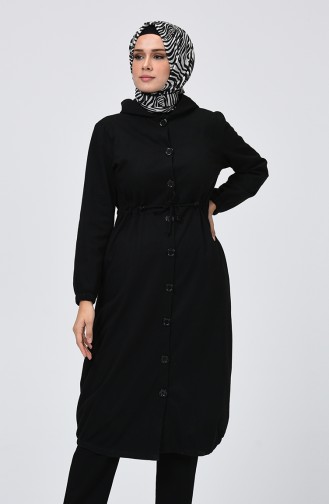 Waist Pleated Winter Cape Black 5005-02