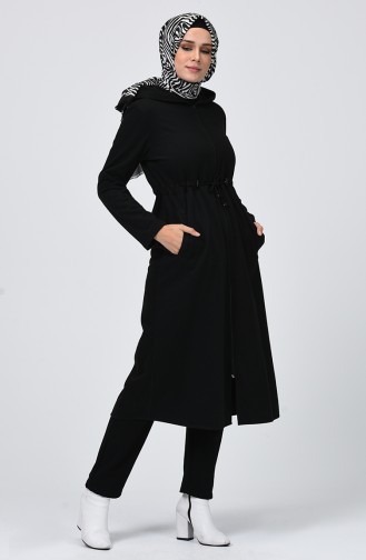 Winterliche Cape mit Kapuze 5006-03 Schwarz 5006-03