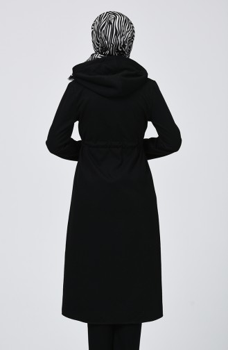 Winterliche Cape mit Kapuze 5006-03 Schwarz 5006-03