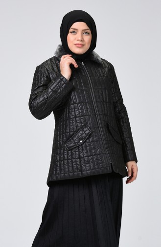 Plus Size Pocket quilted Coat 1626-01 Black 1626-01