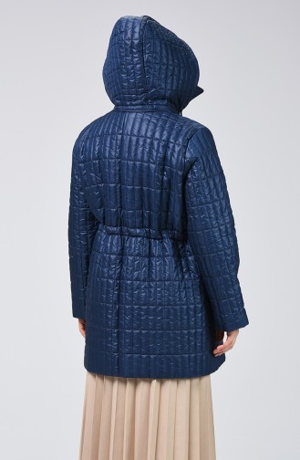 Plus Size Hooded quilted Coat 1627-01 Navy Blue 1627-01