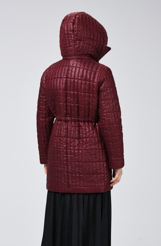 Plus Size Hooded quilted Coat 1627-02 Burgundy 1627-02