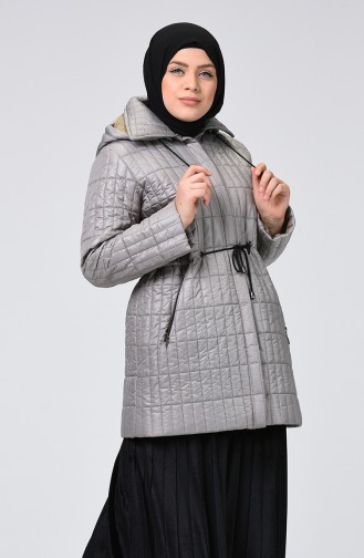 Plus Size Hooded quilted Coat 1627-03 Gray 1627-03