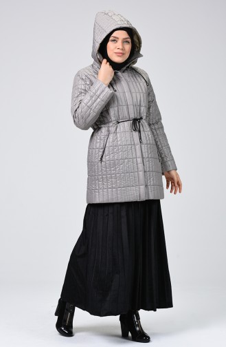 Plus Size Hooded quilted Coat 1627-03 Gray 1627-03