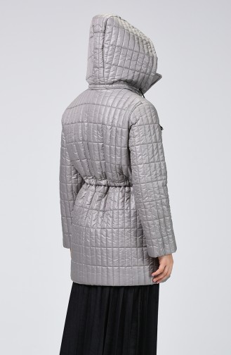 Plus Size Hooded quilted Coat 1627-03 Gray 1627-03