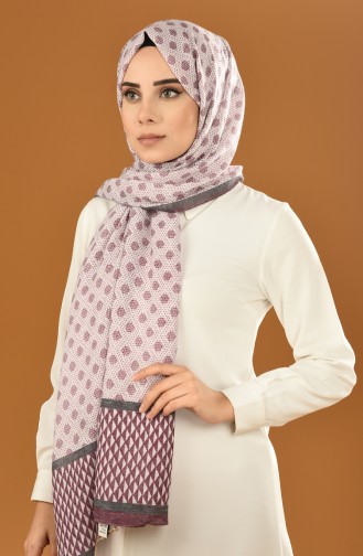 Autumn Patterned Cotton Shawl Damson 19-0200-02