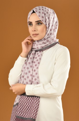 Autumn Patterned Cotton Shawl Damson 19-0200-02