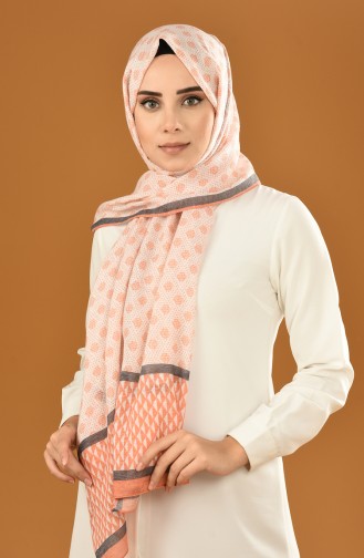 Autumn Patterned Cotton Shawl Orange 19-0200-09