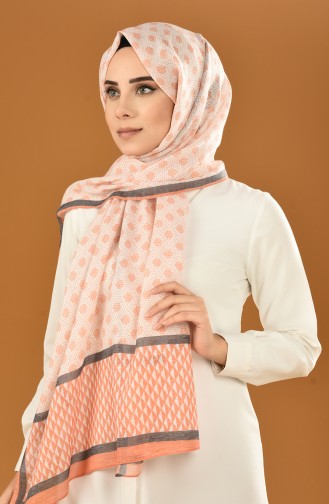 Autumn Patterned Cotton Shawl Orange 19-0200-09