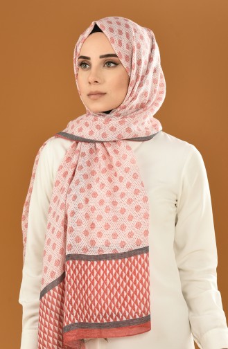 Sonbahar Desenli Pamuklu Şal 19-0200-11 Bordo