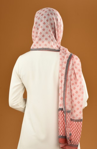 Sonbahar Desenli Pamuklu Şal 19-0200-11 Bordo