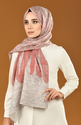 Autumn Patterned Cotton Shawl Red 19-0400-01