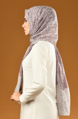 Autumn Patterned Cotton Shawl Damson 19-0400-08