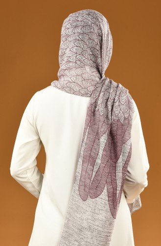 Autumn Patterned Cotton Shawl Damson 19-0400-08