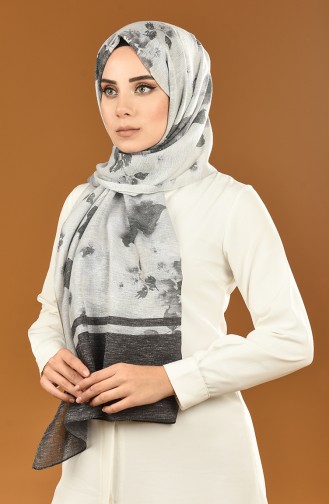 Autumn Patterned Cotton Shawl Black 25-0502-10