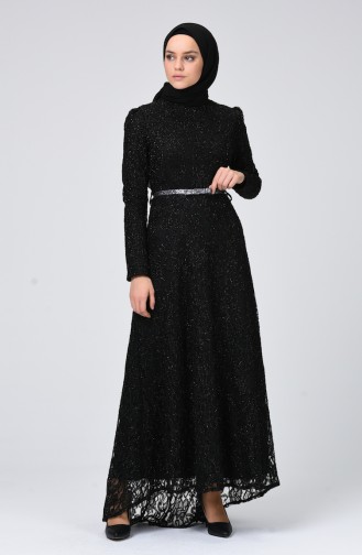 Schwarz Hijab-Abendkleider 4718-06