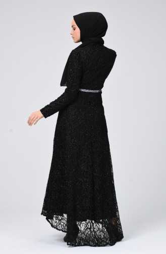 Black Hijab Evening Dress 4718-06