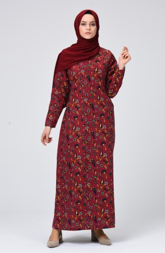 Claret Red Hijab Dress 4040-01