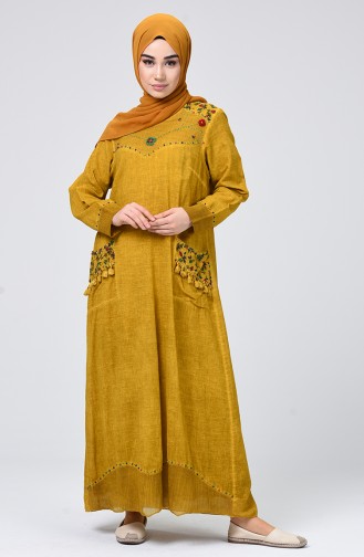 فستان أصفر خردل 9999-03