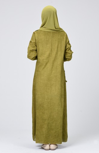 Oil Green Hijab Dress 9999-04