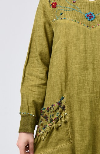 فستان أخضر زيتي 9999-04
