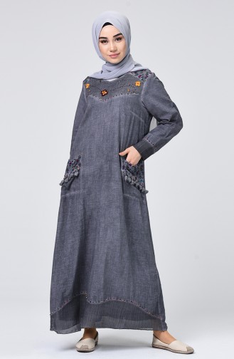 Grau Hijab Kleider 9999-07
