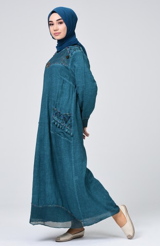 Petroleum Hijab Kleider 9999-08