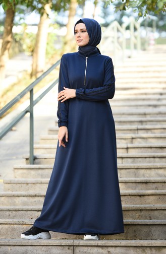 Dunkelblau Hijab Kleider 8074-03