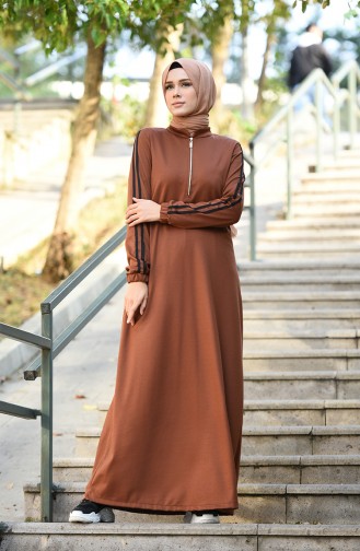 Brown Hijab Dress 8074-04
